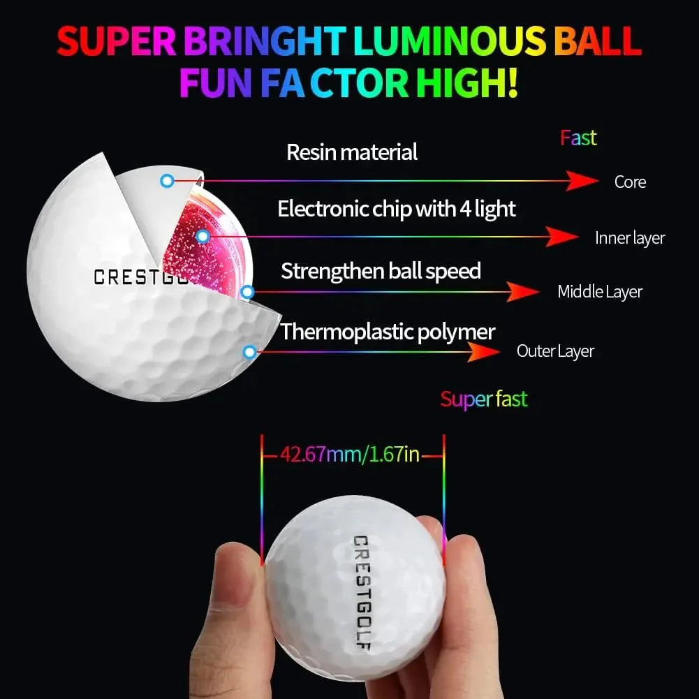 Crestgolf Cosmic Glow LED Golf Balls | Shop.app