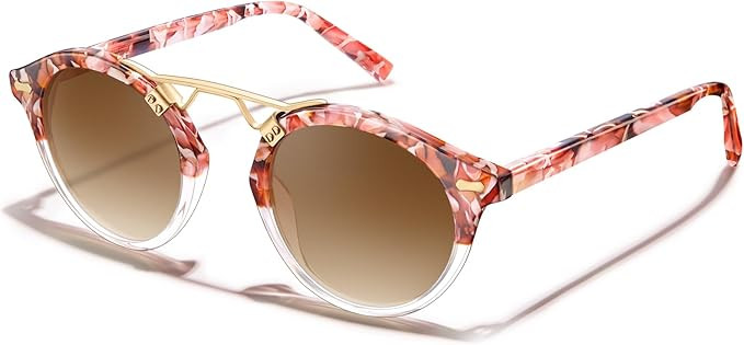 CARFIA Double Bridge Small Acetate Sunglasses for Women Polarized, Retro Metal Brow Ladies Sunnie... | Amazon (US)