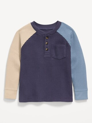 Long-Sleeve Henley Waffle-Knit Pocket T-Shirt for Toddler Boys | Old Navy (US)