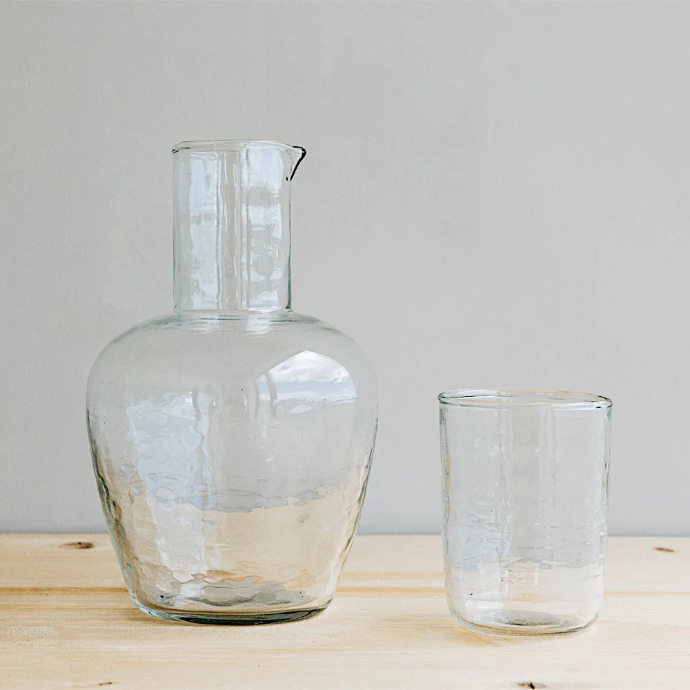 Dimpled Glass Carafe Set | Roan Iris