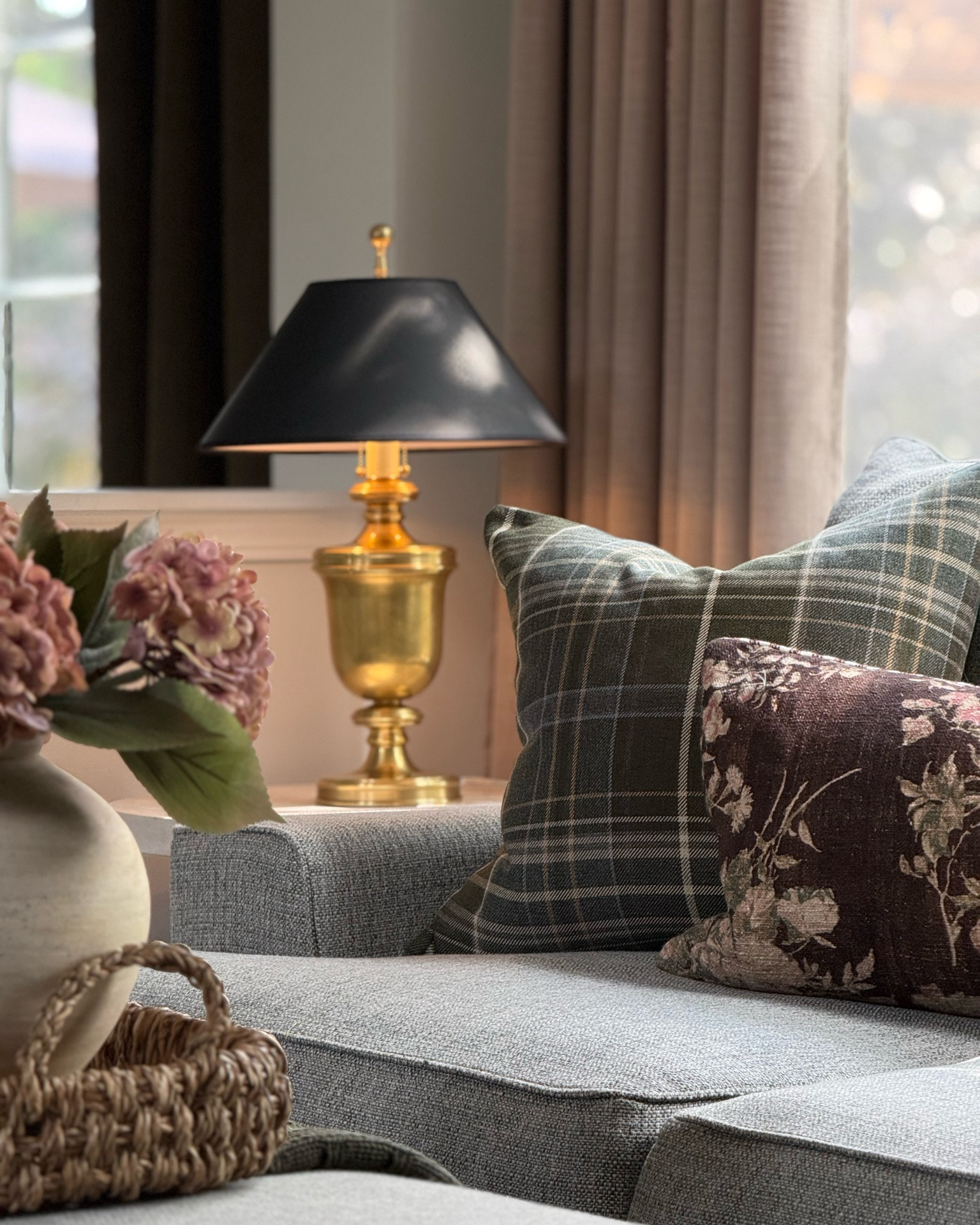I've had my eye on these lamps for well over a year! I knew the timeless, elevated design would be the perfect addition to my home. The brass adds a warm vintage feel, while the black shade adds an updated modern feel.
The perfect juxtaposition, in my opinion.
Available in multiple color combinations. This is the antique burnished brass with a black shade.

#LTKHome