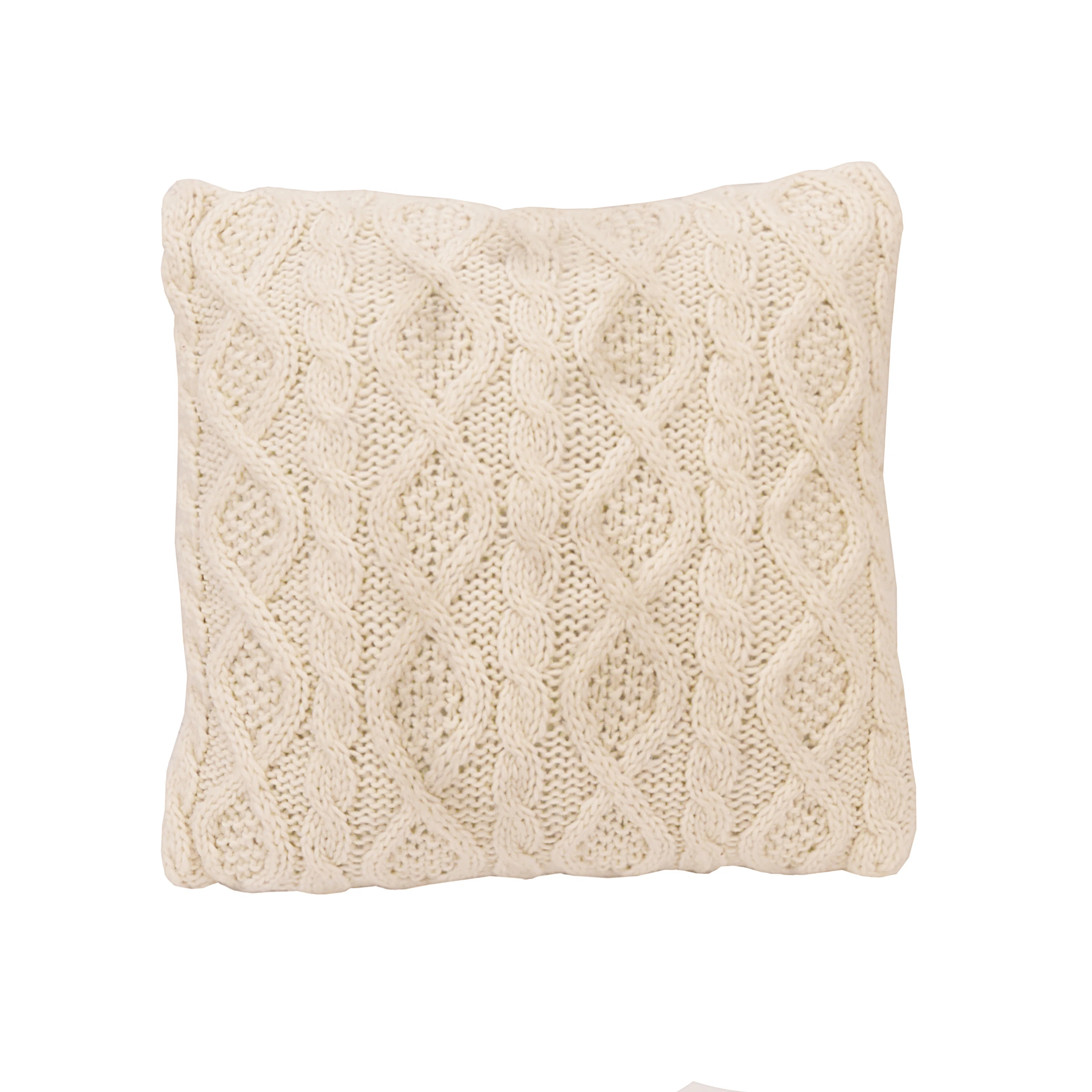 Cable Knit Wool Solid Textured Sweater Square 18x18 inch Classic Lodge Throw Pillow & Insert | Wayfair North America