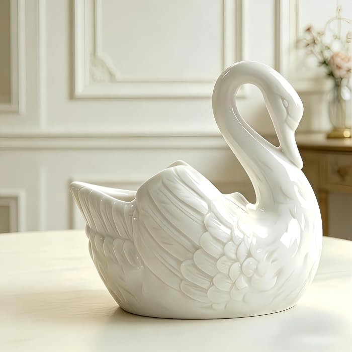 White Ceramic Swan Planter 4.4in Succulent Small Plant Pot Elegant Swan Decor for Cacti, Mini Pla... | Amazon (US)