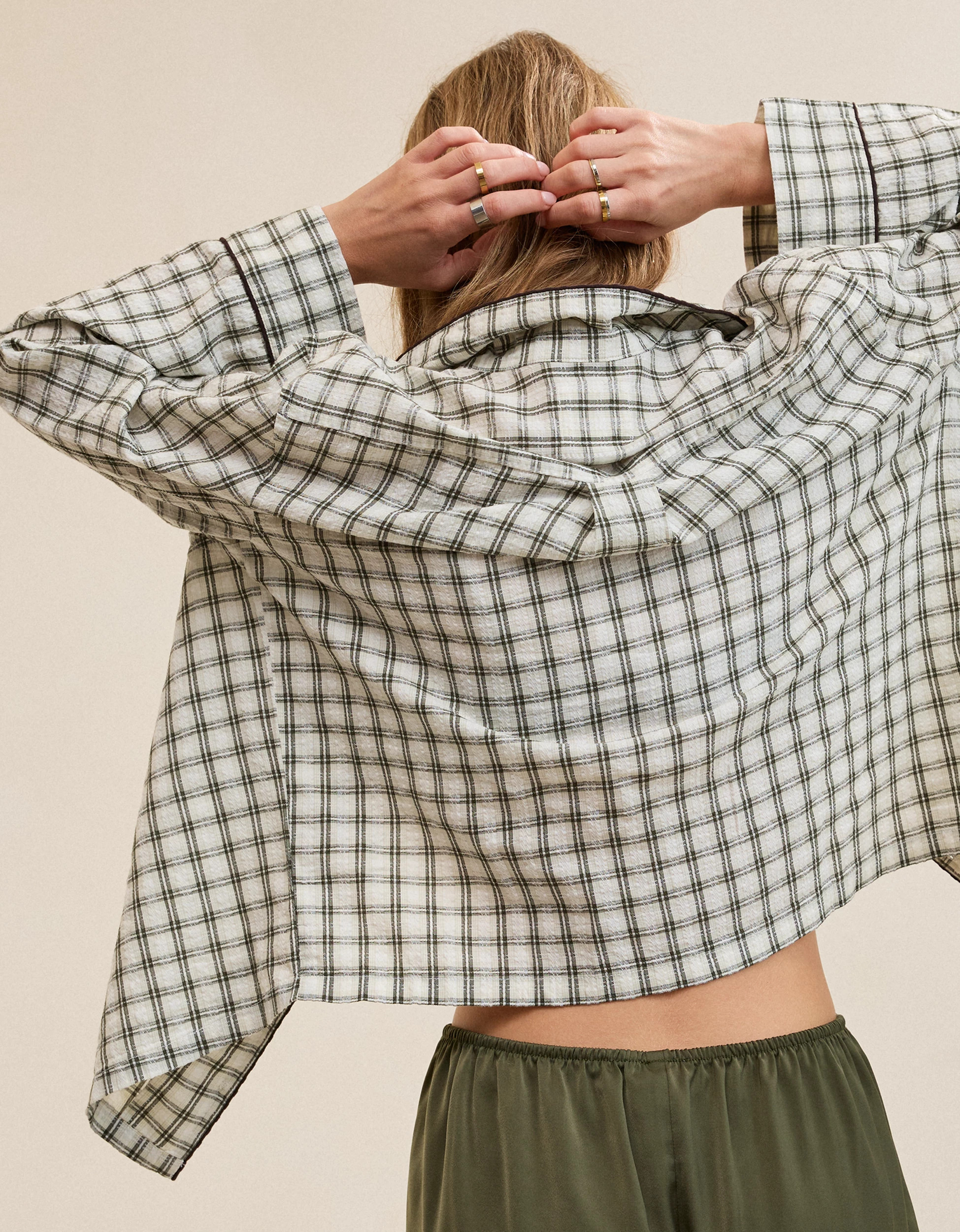 OVERSLEPT by Aerie Seersucker Long Sleeve Shirt | Aerie