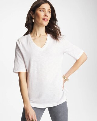 Women's Cotton V-Neck Tee in White | Chico's | Chico's