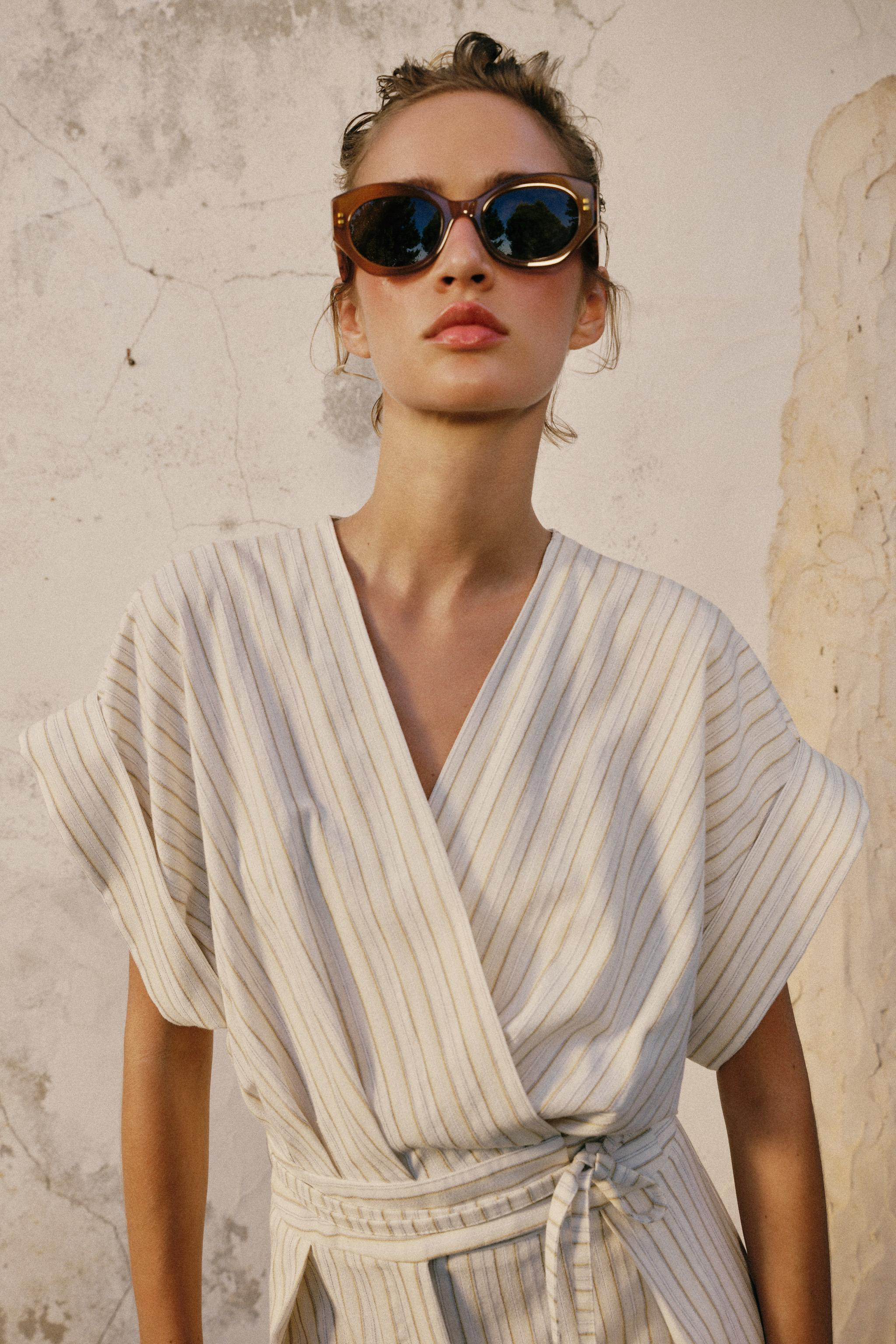 STRIPED JUMPSUIT WITH BELT | Zara UK