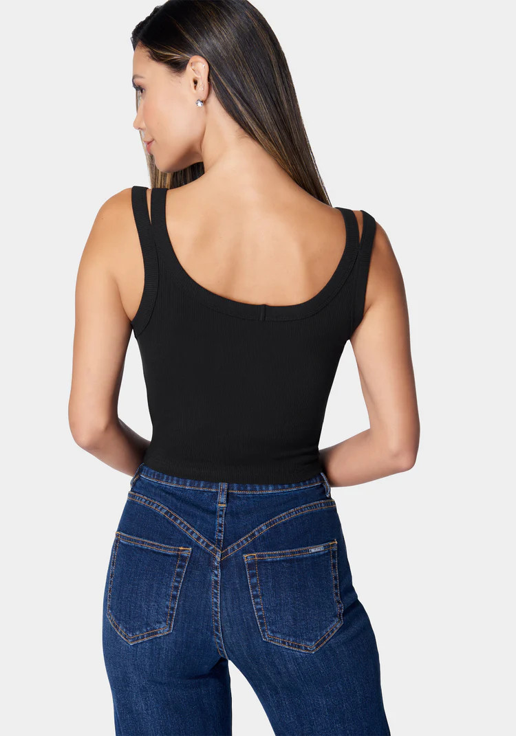Bebe Logo Cropped Rib Top | Bebe