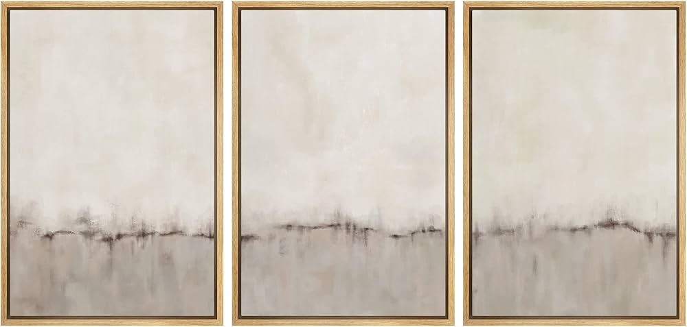 SIGNFORD Framed Canvas Print Wall Art Set Gray Pastel Watercolor Color Field Abstract Shapes Illu... | Amazon (US)