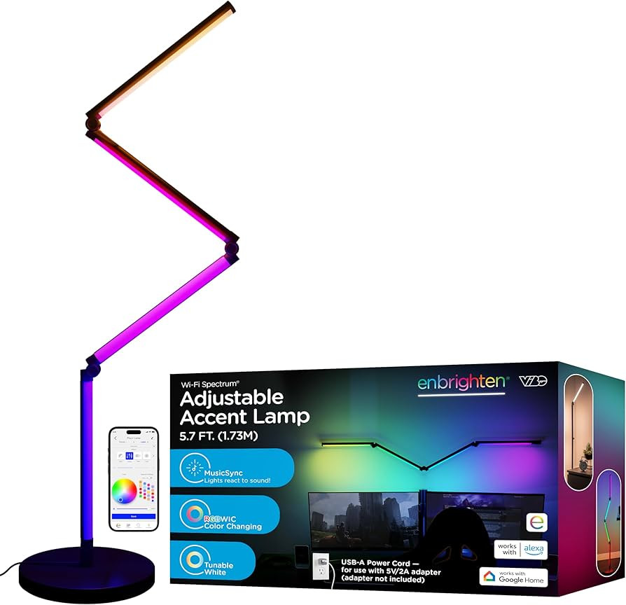 Enbrighten Wi-Fi Spectrum RGBWIC Smart Foldable Floor Lamp, Color-Changing DIY Colors– WiFi & U... | Amazon (US)