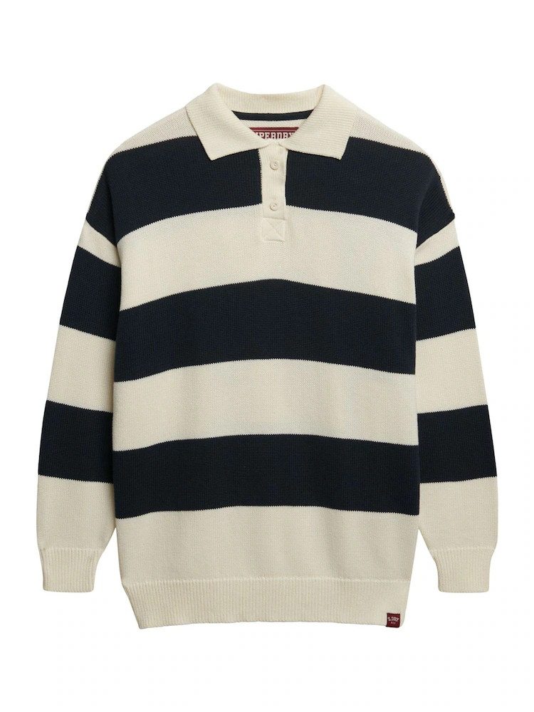 Superdry White/Blue Slouchy Striped Rugby Knitted Jumper | Next US