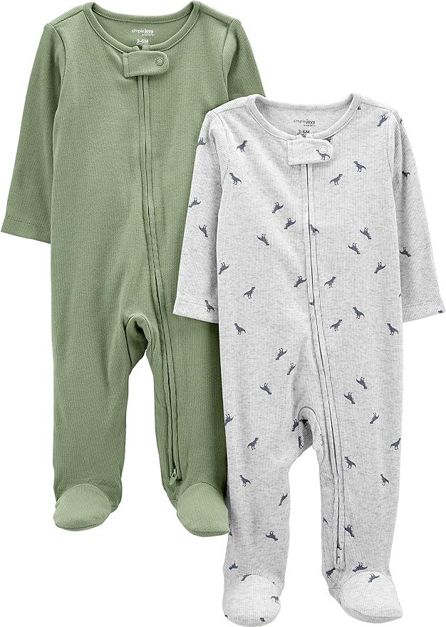 Simple Joys by Carter's Unisex Baby 2-Pack 2-Way Zip Textured Sleep and Play | Amazon (US)