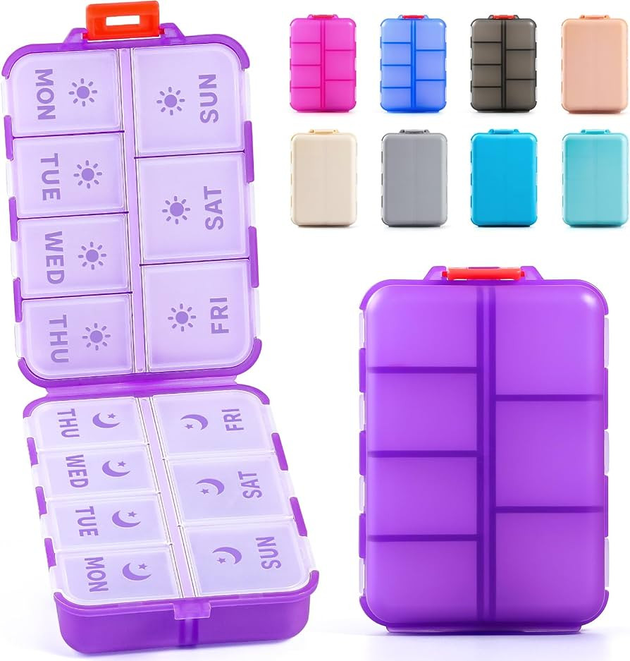 NEW Foldable & Double Protection Portable Weekly Pill Organizer 2 Times A Day with Etched Labels,... | Amazon (US)