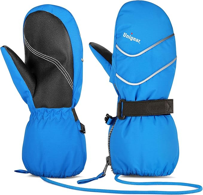Unigear Kids Ski Mittens Waterproof Winter Snow Thinsulate Mittens with String for Boys Girls | Amazon (US)