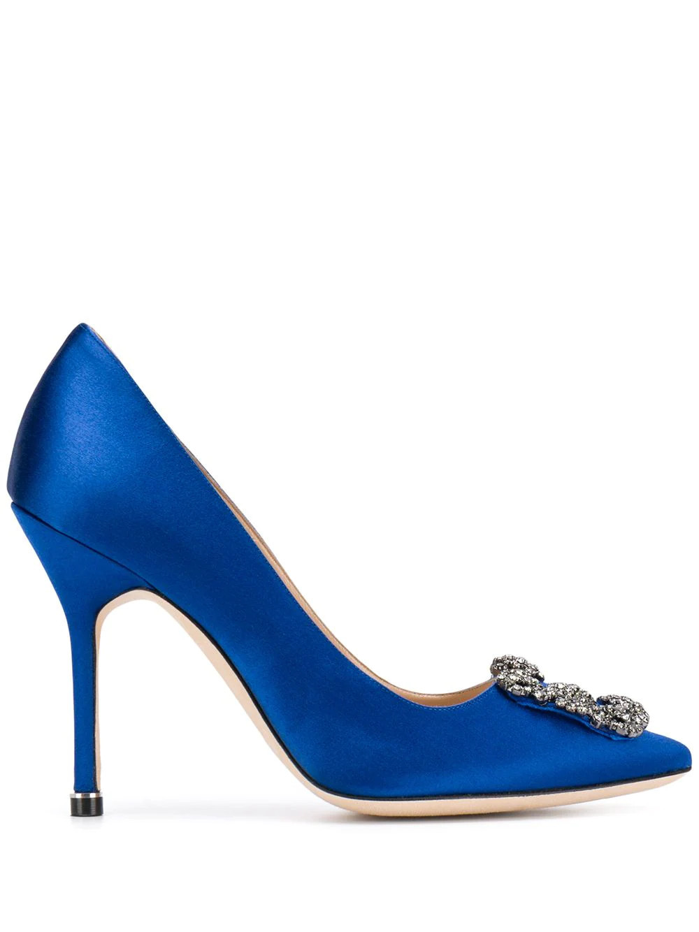 Manolo Blahnik Hangisi 105mm jewel-buckle pumps - Blue | Farfetch Global