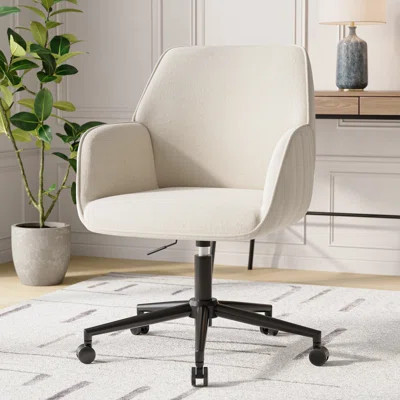 Modern Velvet Task Chair with Wood Frame and Back | Wayfair North America