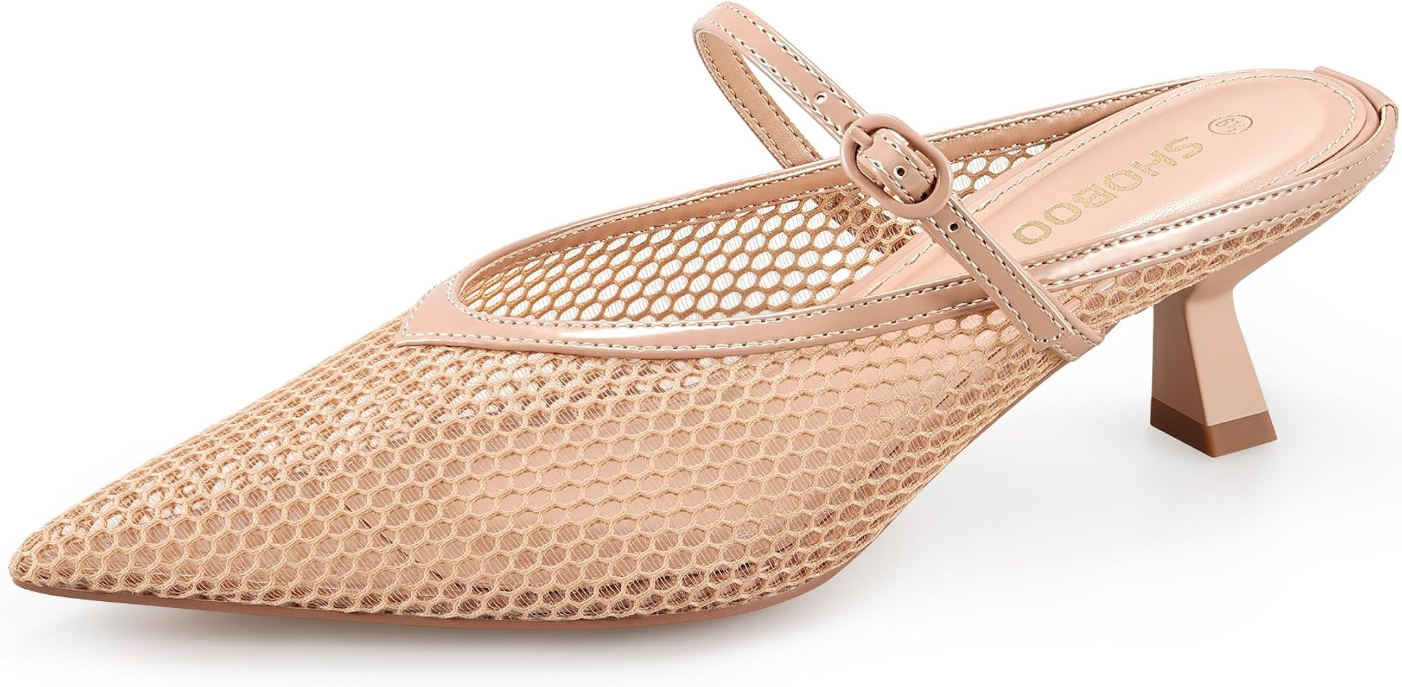 Women's Pointed Toe Kitten Heels Mesh Dress Sandals Slip On Pump Shoes with Strap for Casual Part... | Amazon (US)