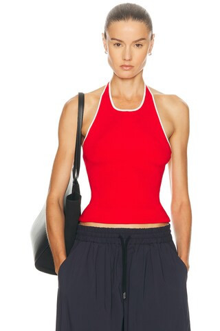 St. Agni Fine Line Halter Top in Red | FWRD 