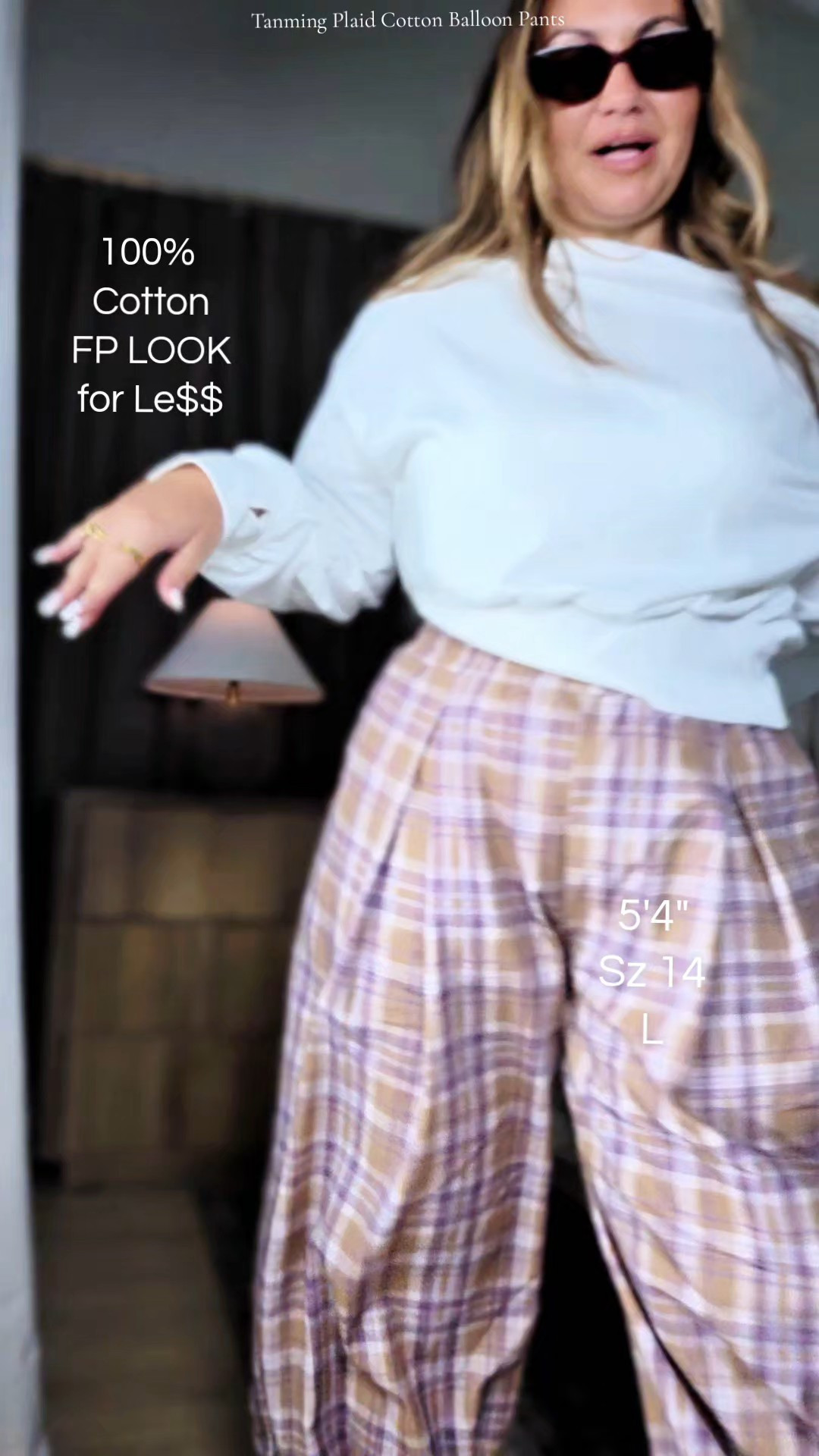 100% Cotton plaid balloons pants

#LTKMidsize #LTKOver40 #LTKootd