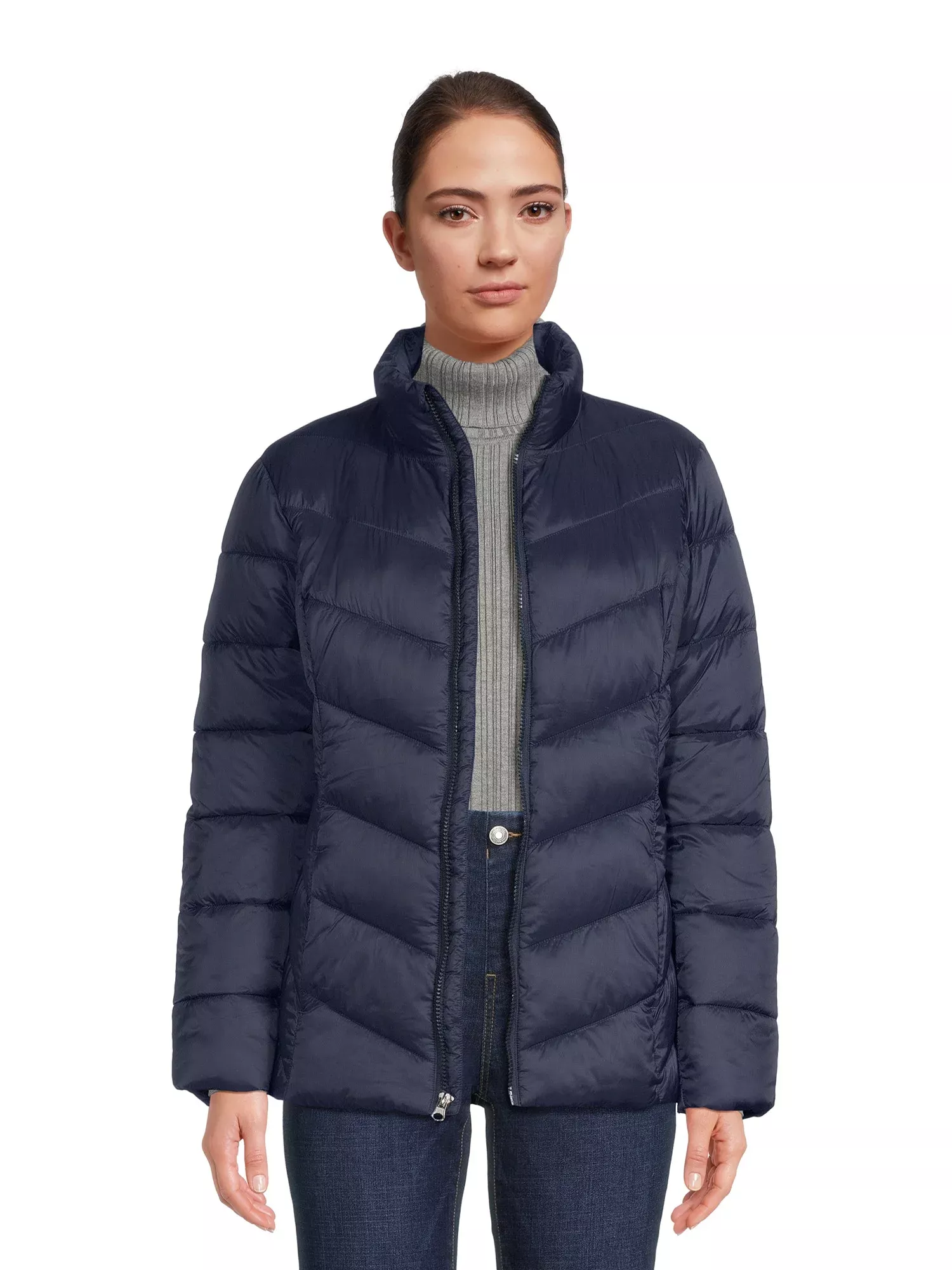 Time and tru women's best sale puffer coat with hood