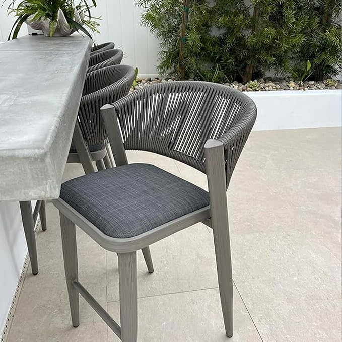 PURPLE LEAF Counter Height Bar Stool Set of 2 Modern Aluminum Rattan Wicker Outdoor Barstools wit... | Amazon (US)