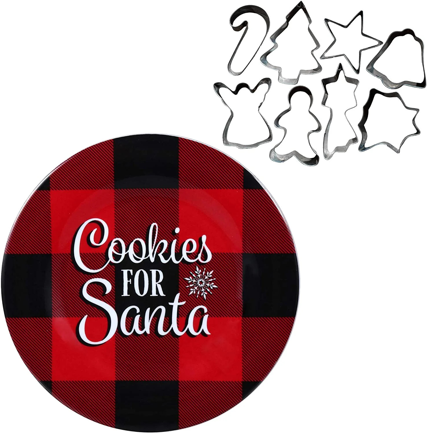 Santa Cookie Plate with Holiday Cookie Cutters Set, Christmas Cookie Cutters - Walmart.com | Walmart (US)