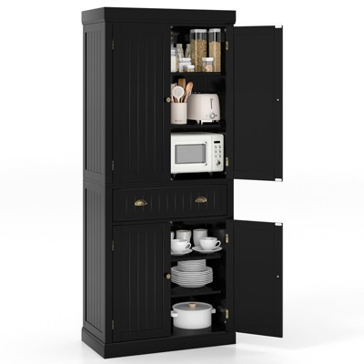 Costway Kitchen Cabinet Pantry Cupboard Freestanding with Shelves Black | Target
