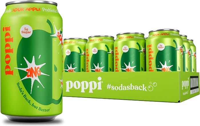 Poppi Prebiotic Soda, Sour Apple, 12 Oz, 12 Pack | Amazon (US)