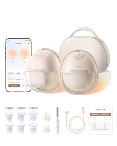 eufy Heated Wearable Breast Pump S1 Pro, Slim Hands-Free Breast Pump with Industry-Leading HeatFlow™ Tech, Wireless Charging Case, App-Controlled OptiRhythm™, Hospital-Grade Suction, in-Bra Use | Amazon (US)