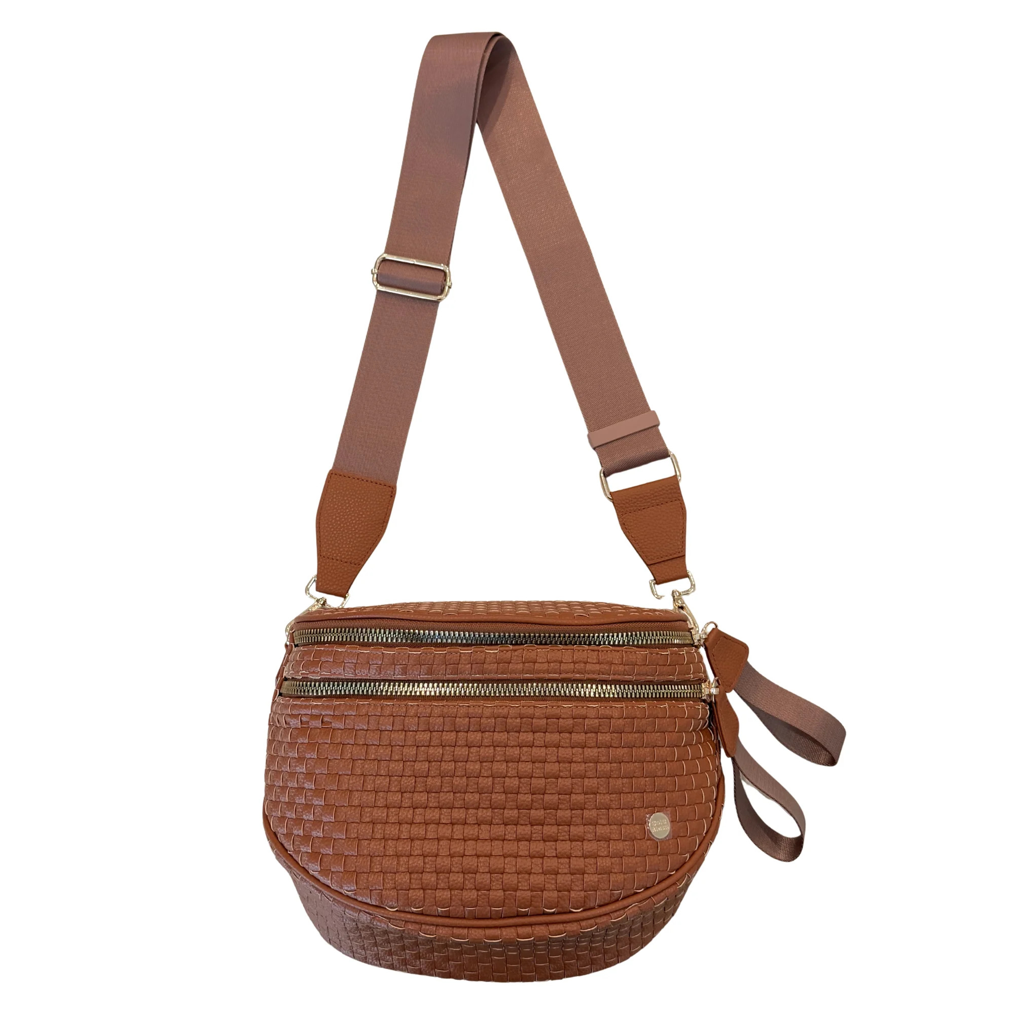 Gold Blush Signature Woven Bum Bag – Woven Faux Leather Crossbody 60” | The Gold Blush