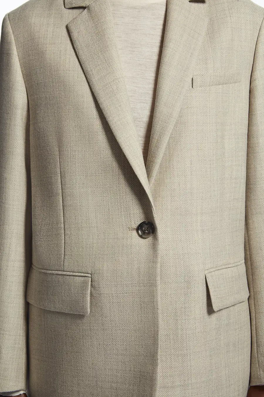 DRAPED-SLEEVE MÉLANGE WOOL BLAZER | COS (EU)