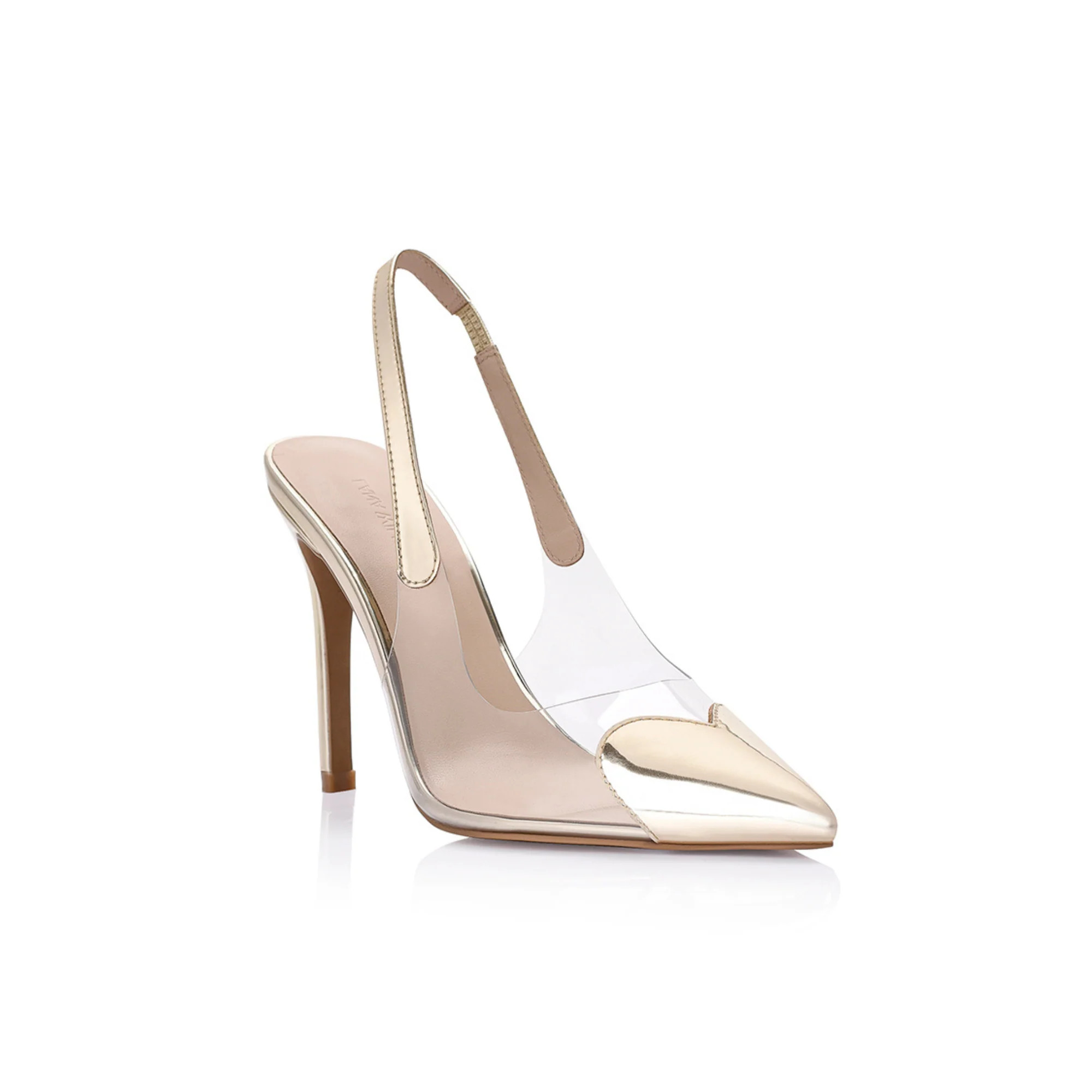 Rhiannon Slingback Pump Vinylite & Gold Metallic Patent | Lana Wilkinson
