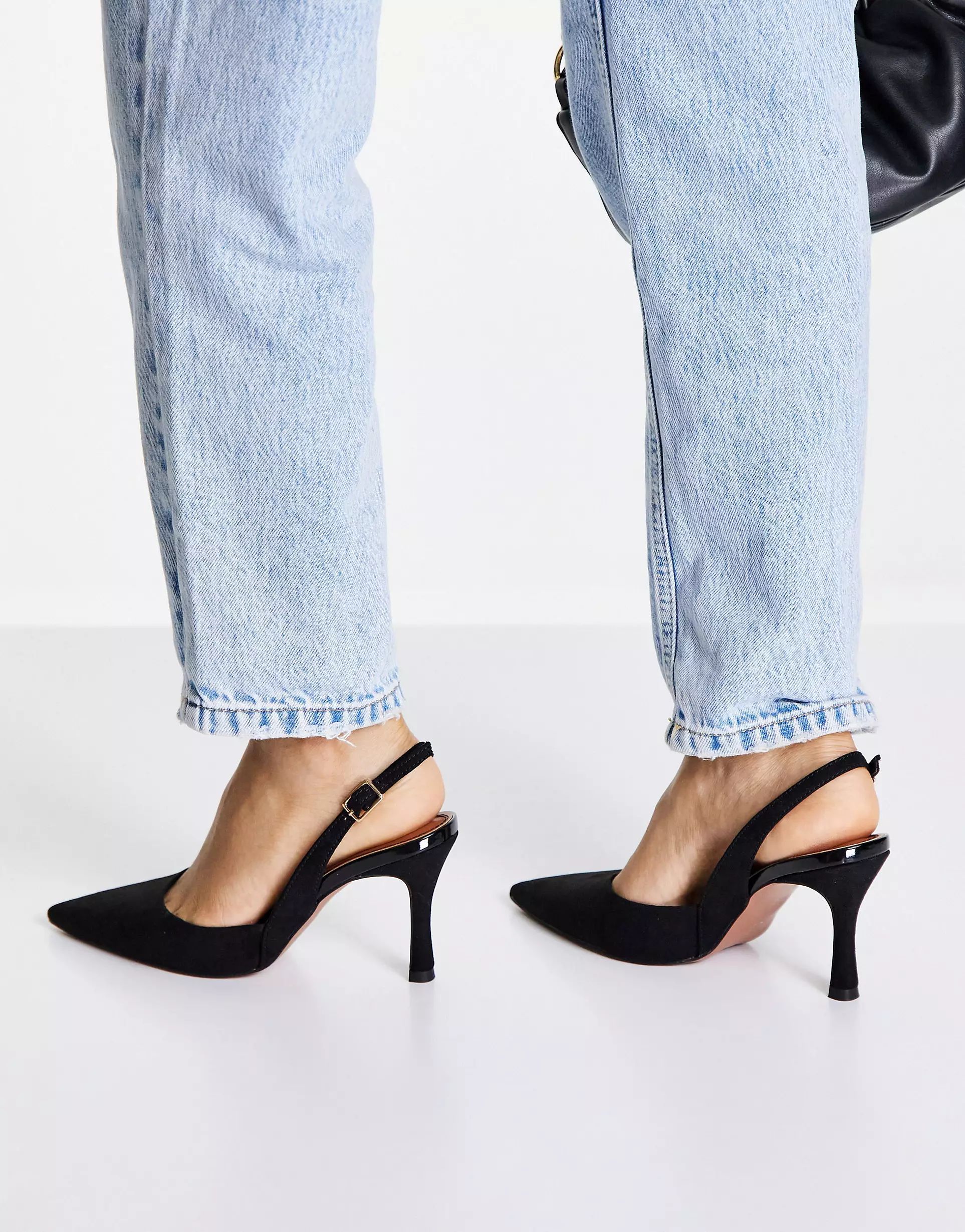 ASOS DESIGN Wide Fit Samber slingback stiletto heels in black | ASOS (Global)
