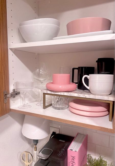 Kitchen cabinet organization 
Pink dinnerware 
Bubble plate 

#LTKfindsunder100 #LTKhome #LTKxTarget