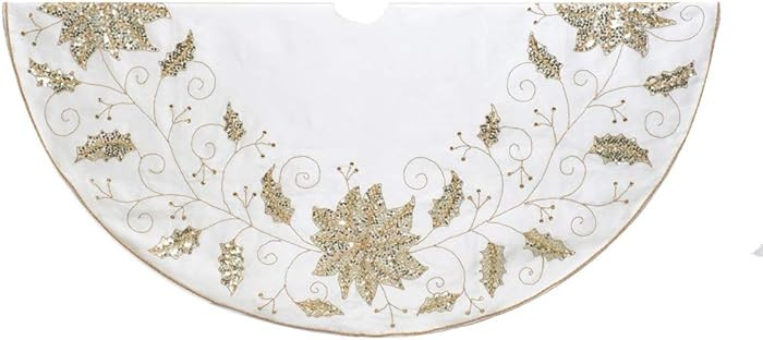 Kurt Adler 54-Inch Ivory Holly Tree Skirt | Amazon (US)