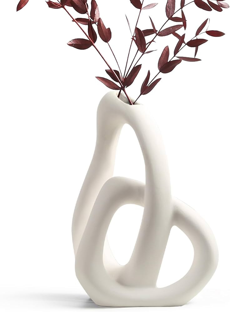 Modern White Ceramic Flower Vases for Home Decor, Boho Kont Decorative Vase for Bouquet Pampas Gr... | Amazon (US)