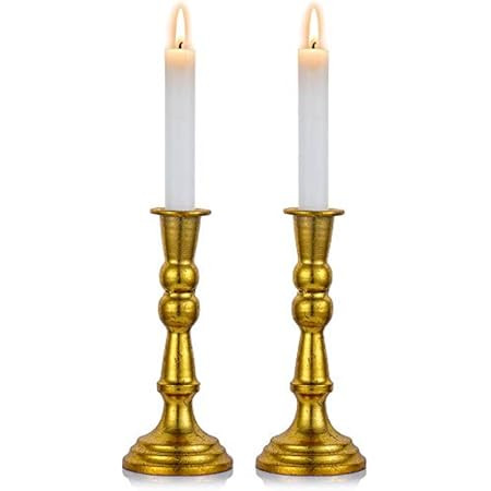 Vintage Candlestick Candle Holder for Taper - Distressed Bronze PolyResin Antique Candleholder Set o | Amazon (US)