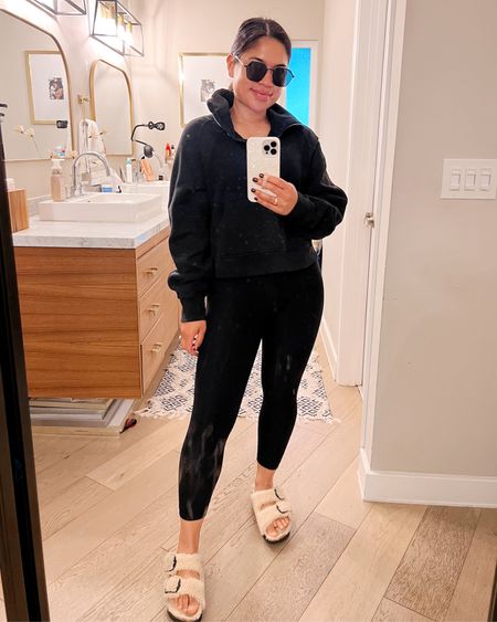 When all else fails, wear all black! I love the lululemon align leggings and the half-zip scuba pullover! Wearing 6 in leggings and XS/S in the pullover. Both very comfy and perfect for everyday and workouts. Also love these shearling Birkenstocks! Perfect for cool weather and so cute! Runs TTS

#LTKfitness #LTKSeasonal #LTKVideo