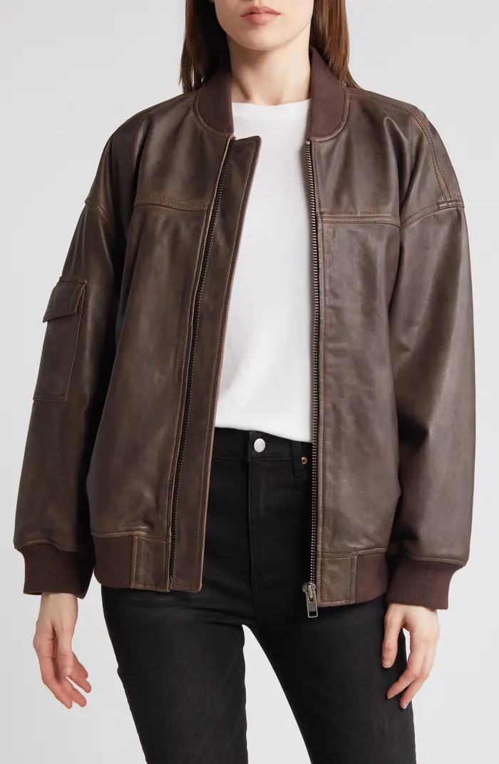 Treasure & Bond Leather Bomber Jacket | Nordstrom | Nordstrom