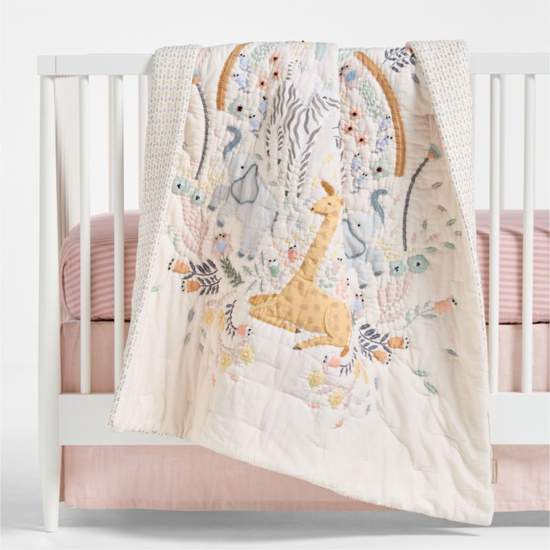 Sweet Savannah Organic Cotton Baby Crib Quilt + Reviews | Crate & Kids | Crate & Barrel