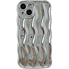 Caseative Water Ripple Pattern Curly Wave Frame Soft Compatible with iPhone Case (Silver,iPhone 1... | Amazon (US)