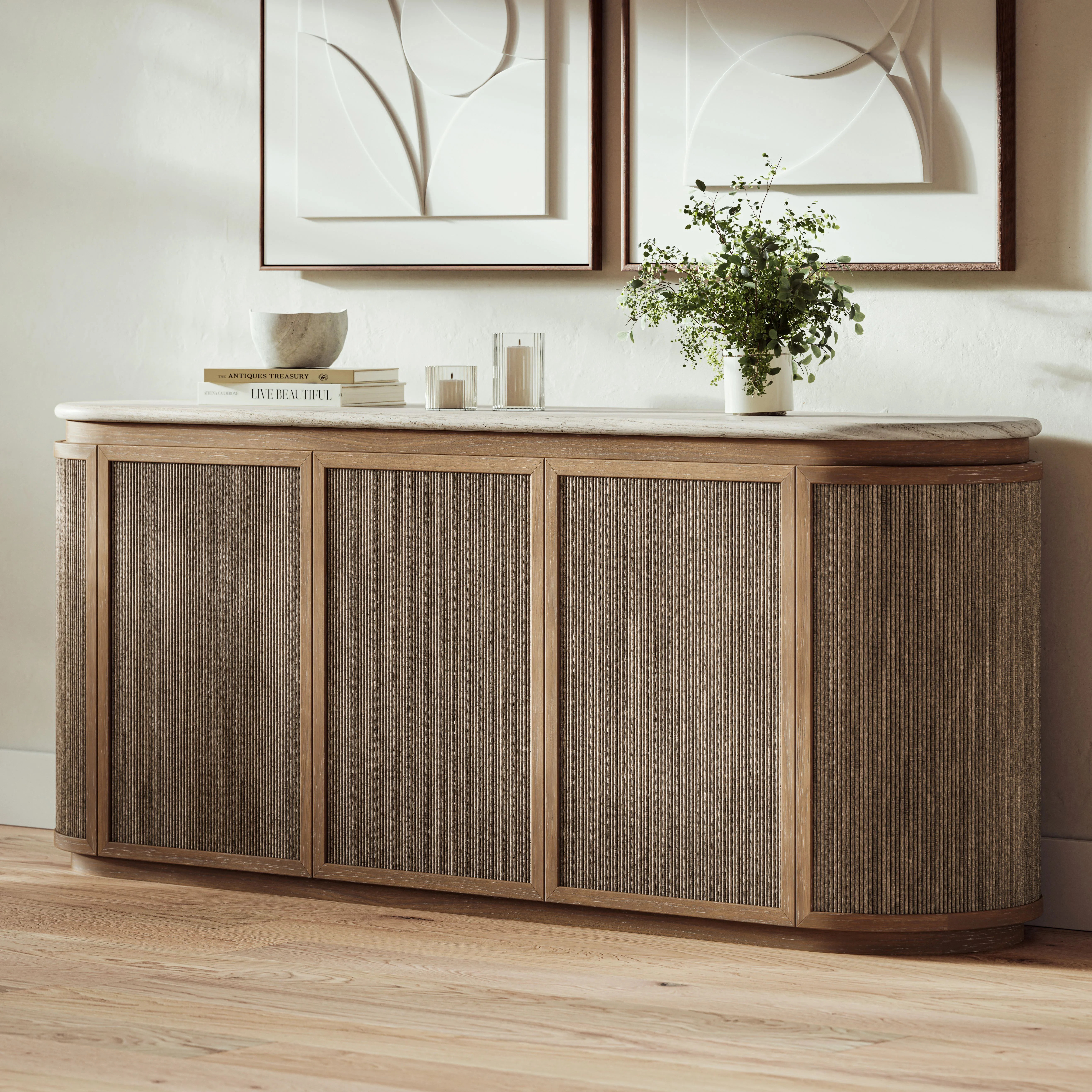 Molewski 5-Door Stone and Rope Server, Toffee | Wayfair North America