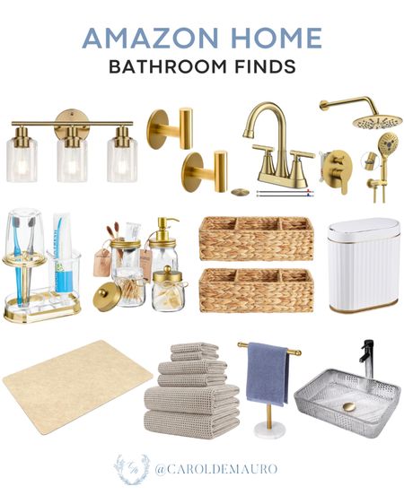 Elevate your bathroom with these gold brass faucet, vanity lights, elegant shower head, toothbrush holder and more for a refreshing home!
#bathroomrefresh #amazonfinds #organizationidea #whiteandgold

#LTKhome #LTKSeasonal #LTKstyletip