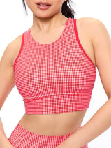 Geo Sports Bra - Red Gingham | Buffbunny
