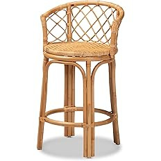 Baxton Studio Orchard Counter Stools, Natural Brown | Amazon (US)