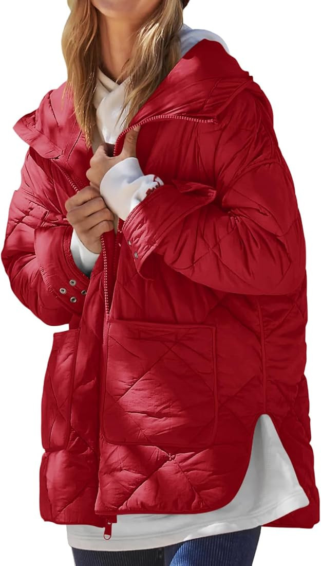 Dyexces Womens Quilted Puffer Jacket Hooded Long Sleeve Zip Up Winter Coat Lightweight Warm Jacke... | Amazon (US)