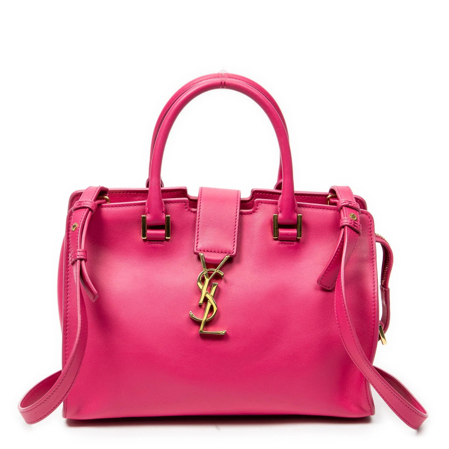 Yves Saint Laurent Leather Monogram Baby Cabas - Pink Shoulder Bags, Handbags - YVE263573 | The R... | The RealReal