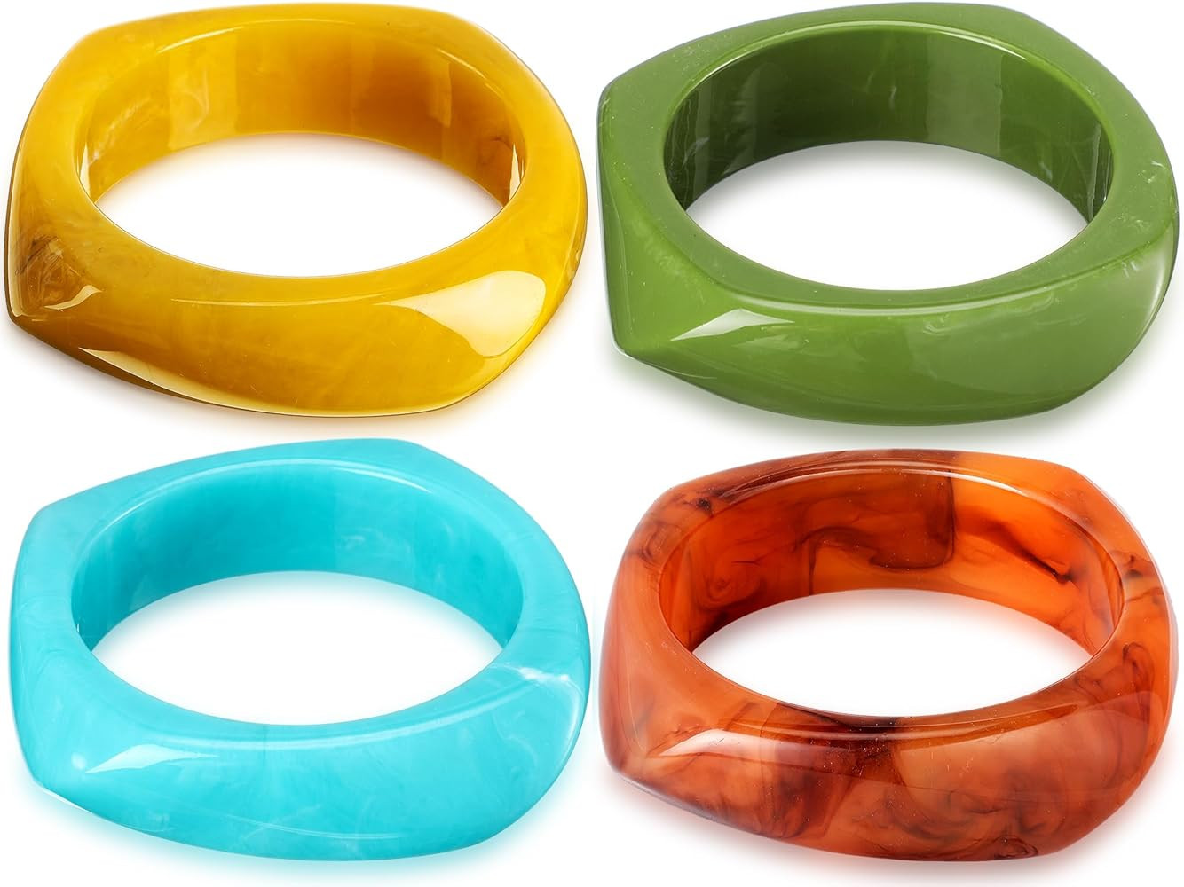 Landical Colorful Square Acrylic Resin Bangle Bracelet Wide Geometric Irregular Wristbands Women | Amazon (US)