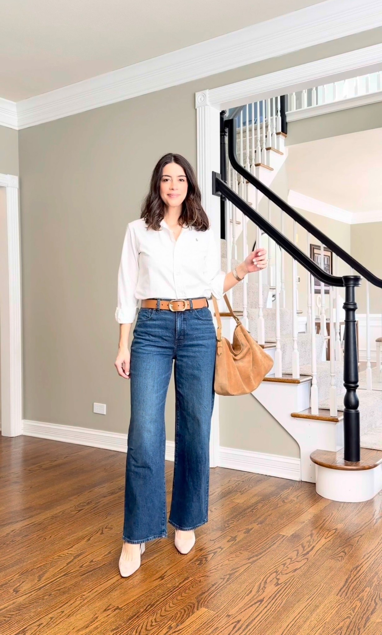 Business casual Office outfit with jeans Business Casual Jeans TTS - I love these jeans. They are so comfortable and this wash is classic and elevated. I’m wearing a size 27 regular (I’m 5’6”) Shirt size 4 (linked similar options as well!), Pumps TTS and Belt size Small #LTKootd

#LTKSeasonal#LTKWorkwear