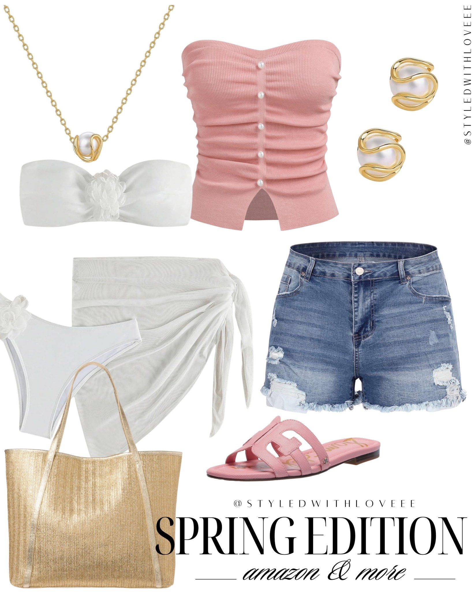 Spring is officially in session 🌸💛 Loving this flirty mix of soft pinks, gold details, and casual denim. Perfect for errands, lunch with the girls, or a spontaneous beach day. Plus, everything’s from Amazon—so it’s cute and convenient!

Linked it all in my LTK!
#springstyle #amazonfashion #pasteloutfits #denimshortslook #ltkunder50 #weekendwear #springedition #casualchic #styledwithloveee 

 #LTKFindsUnder50 #LTKFindsUnder100 #LTKStyleTip