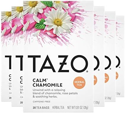 TAZO Chamomile Tea Bags for a Delicious Calming Beverage Herbal Tea Caffeine, 20 Count, Pack of 6 | Amazon (US)
